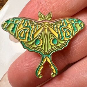 Green and Yellow Moth Brooch